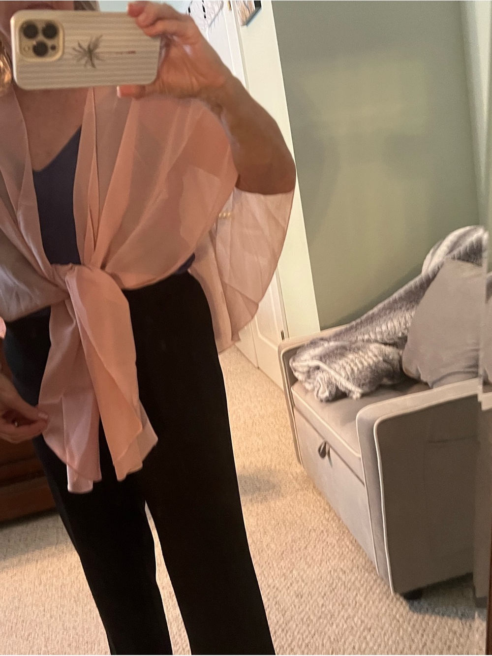 Light Pink Sheer Tie-Front Wrap - Women